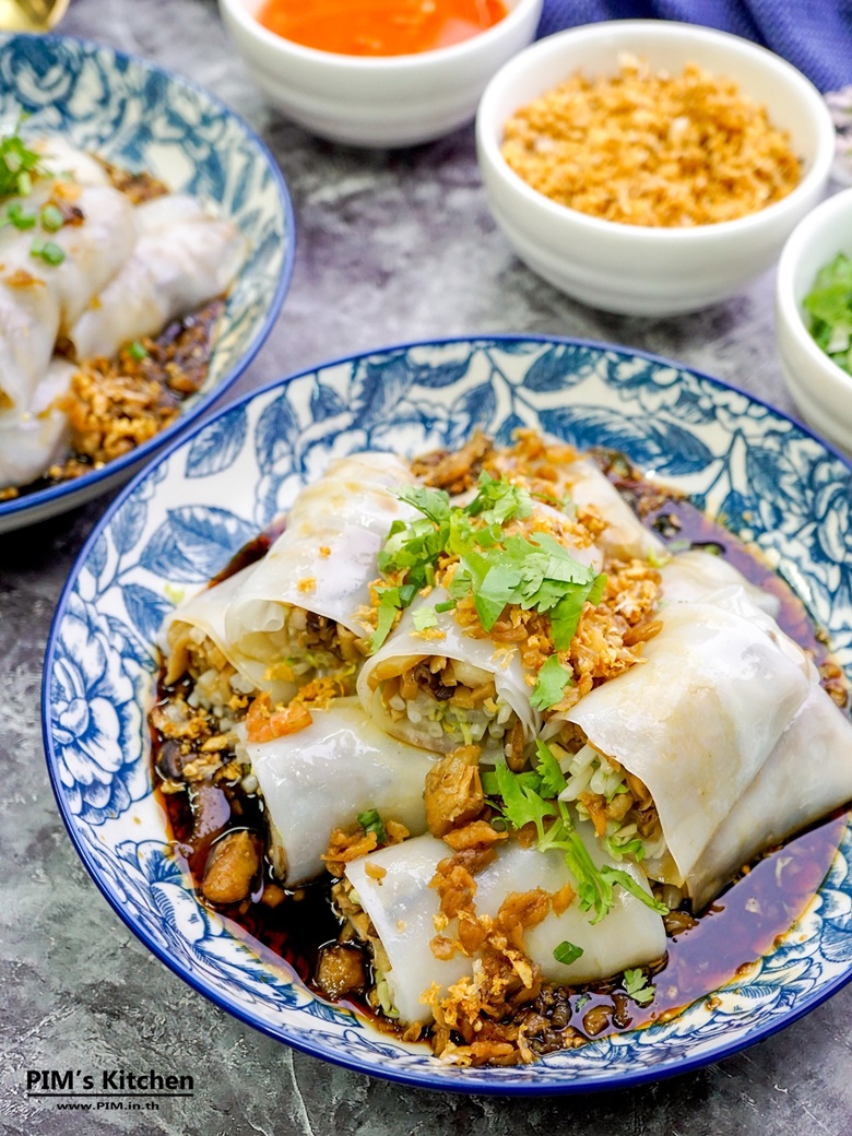 chinese steamed rice noodle with bamboo shoot rolls 24