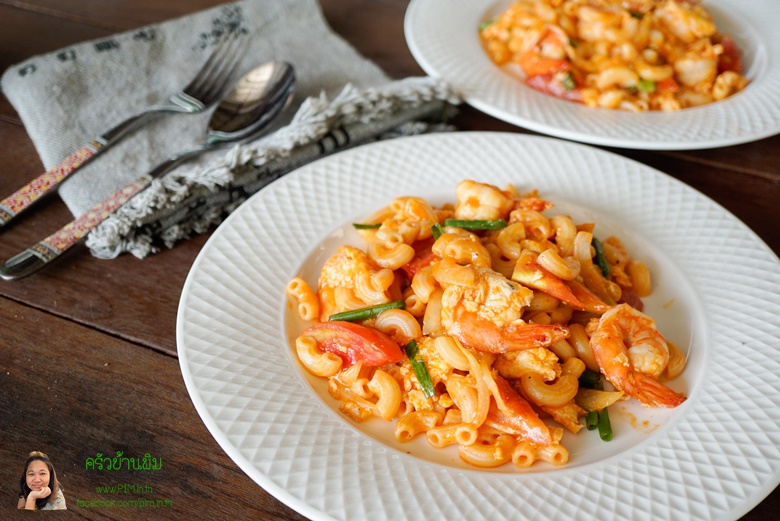 stir fried macaroni with prawn 18