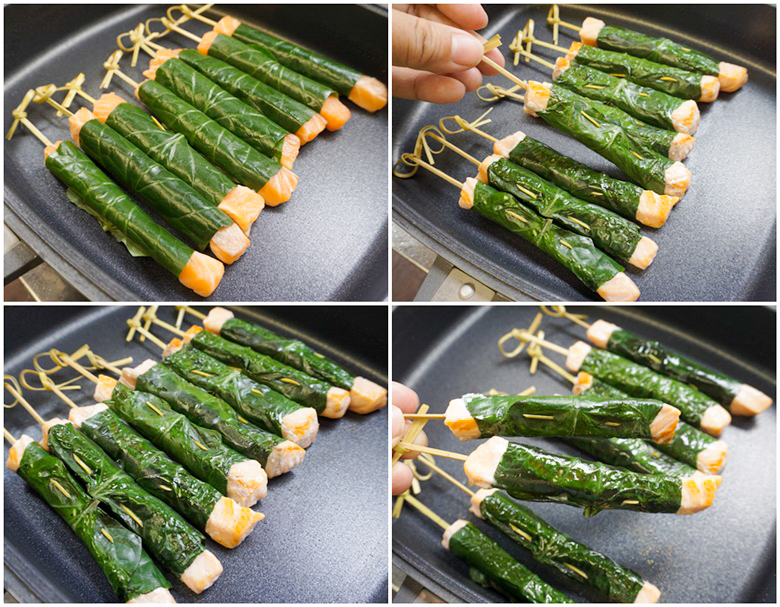 grilled salmon wrapped in wild betel leaf 12