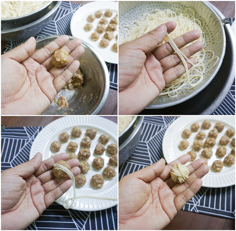 deep fried minced pork rolled with yellow noodles 15